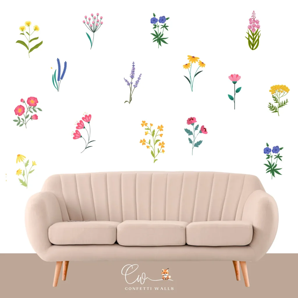 floral wildflower wall sticker