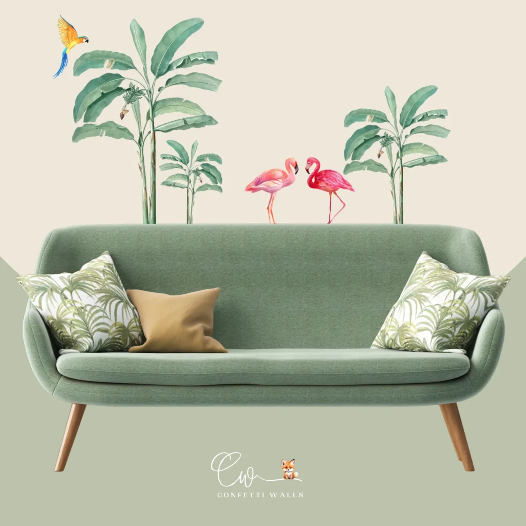 flamingo palm tree wall sticker decal